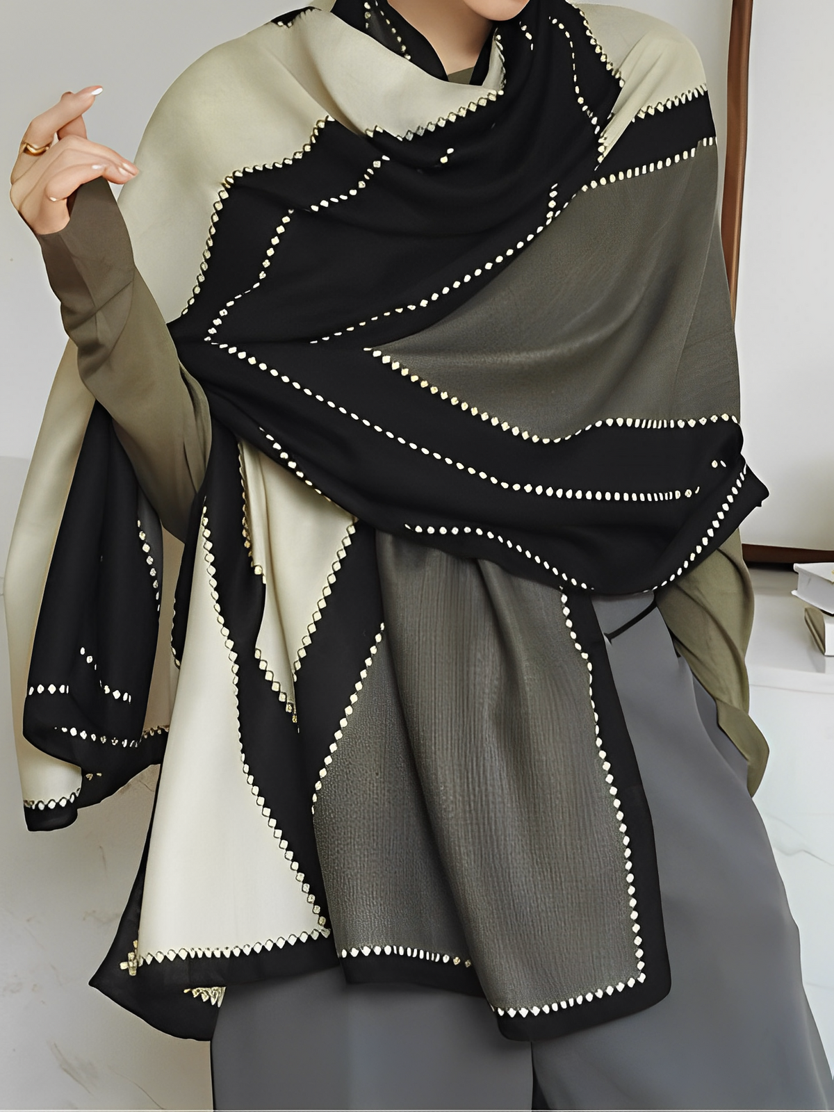 Cachecol em Caxemira Estampado com Franjas – Marluce