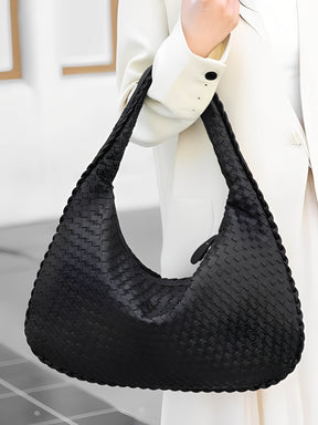 Bolsa Feminina de Ombro Meia Lua em Couro PU Trançado - Antonieta