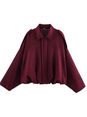 Jaqueta Bomber Oversized em Camurça com Recortes – Ione