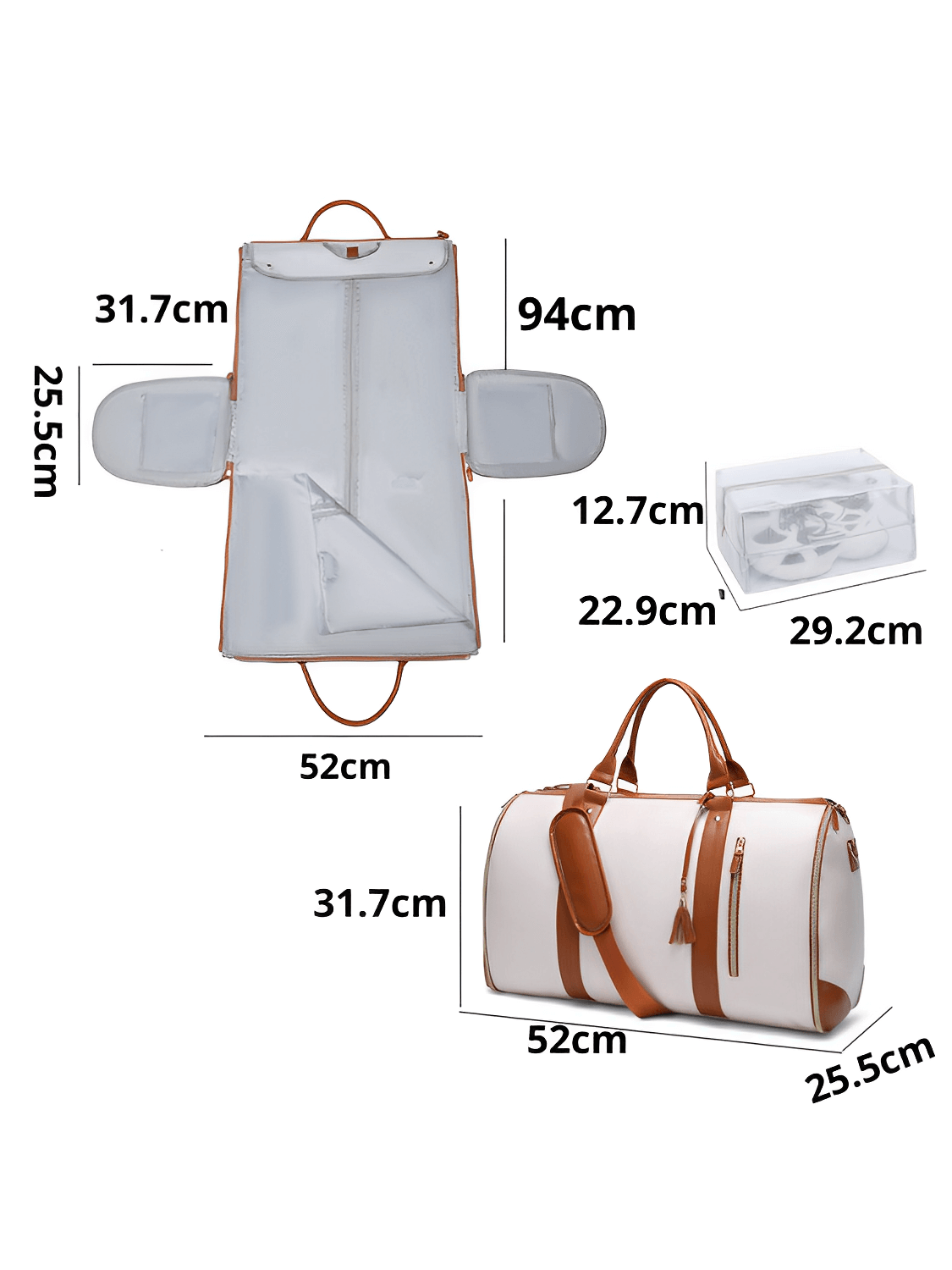 Bolsa Feminina de Viagem em Couro PU Dobrável Multifuncional – Angela