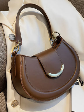 Bolsa Feminina De Ombro Meia Lua em Couro PU com Alça Ajustável - Patricia