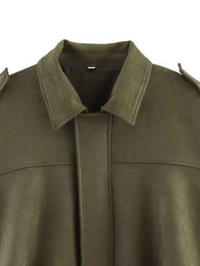 Jaqueta Bomber Oversized em Camurça com Recortes – Ione