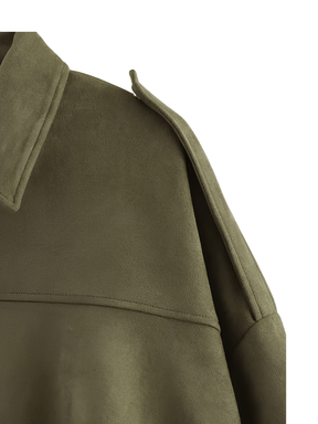 Jaqueta Bomber Oversized em Camurça com Recortes – Ione