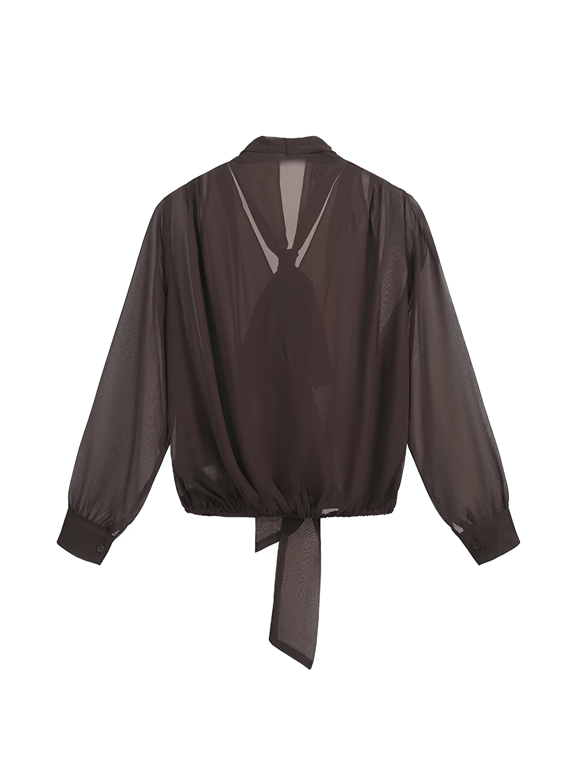 Camisa em Chiffon com Gola Laço e Punhos com Botão – Evangeline