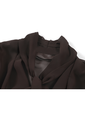 Camisa em Chiffon com Gola Laço e Punhos com Botão – Evangeline