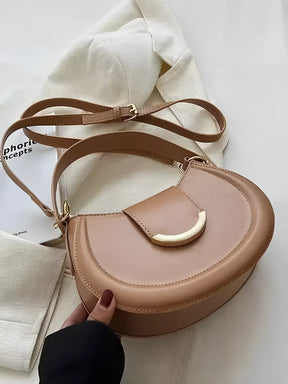 Bolsa Feminina De Ombro Meia Lua em Couro PU com Alça Ajustável - Patricia