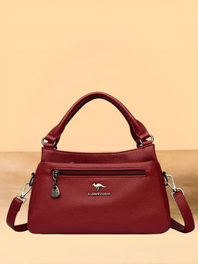 Bolsa Feminina Tiracolo de Ombro em Couro com Bolsos Espaçosa - Amália