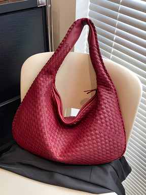 Bolsa Feminina de Ombro Meia Lua em Couro PU Trançado - Antonieta