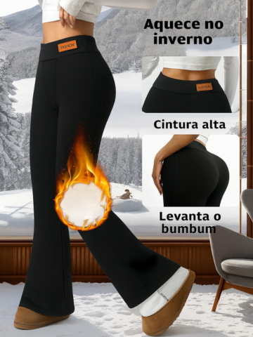 Calça Flare Levanta Bumbum com Forro Peluciado e Cintura Alta - Magnólia