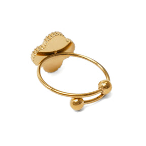 Anel Trevo Preto Ajustável Banhado a Ouro 18K