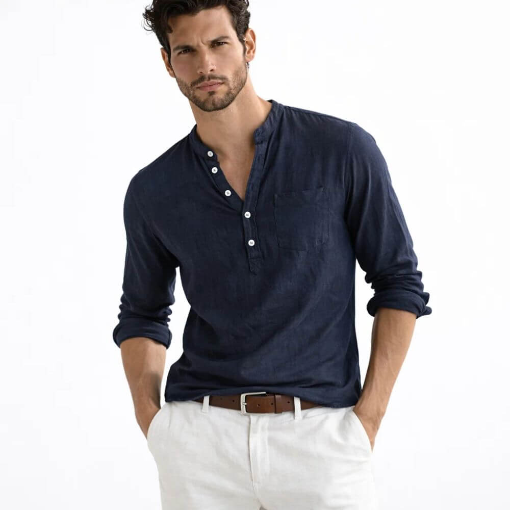 Camisa Masculina em Linho Com Bolso Imbituba