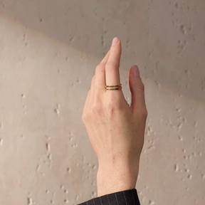 Anel 3 Camadas com Zircônia Banhado a Ouro 18k