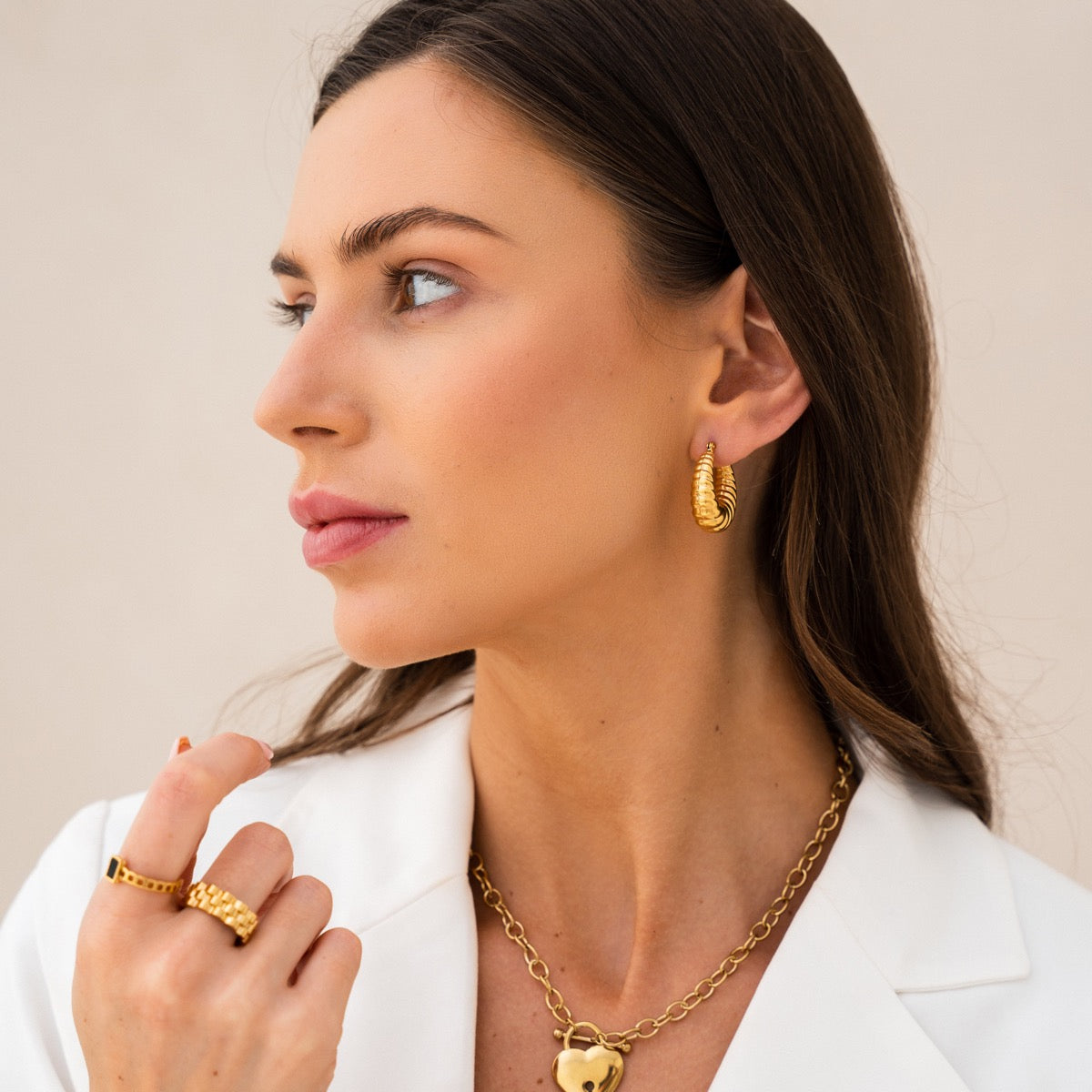 Brinco Argola Texturizada Banhado a Ouro 18k