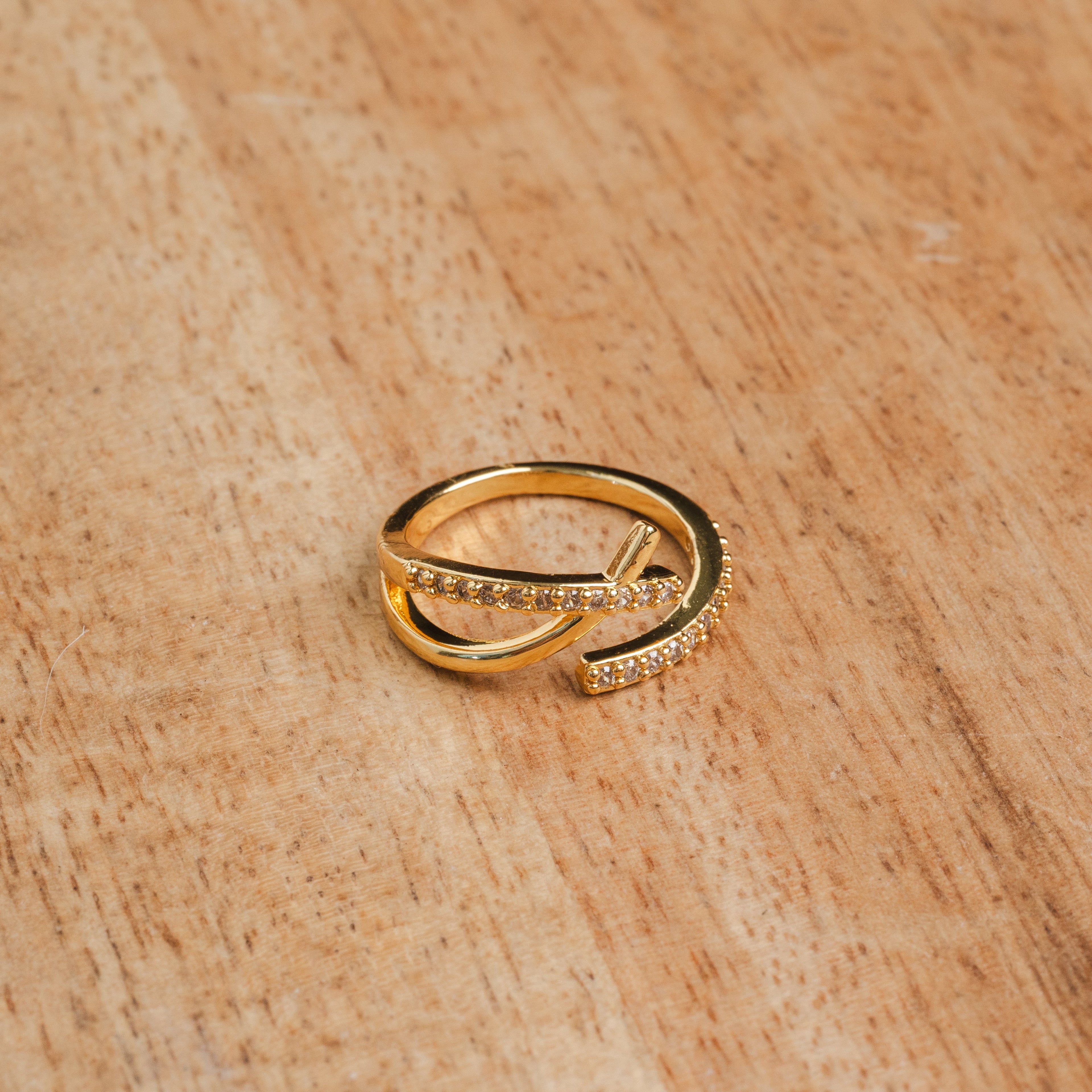 Anel 3 Pontas Ajustável Banhado a Ouro 18K