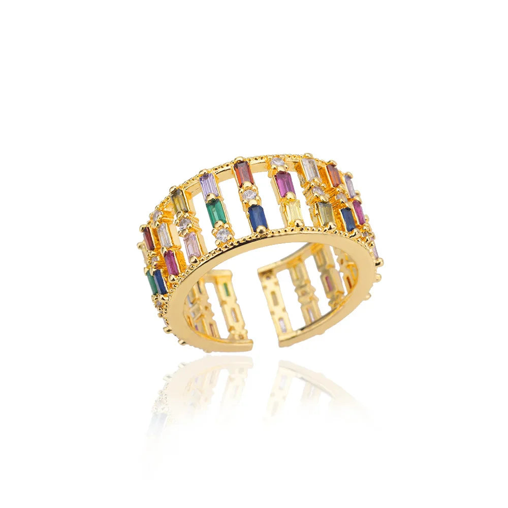 Anel Ajustável com Zircônia Coloridas