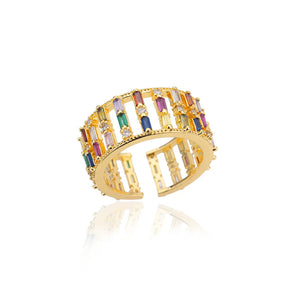 Anel Ajustável com Zircônia Coloridas