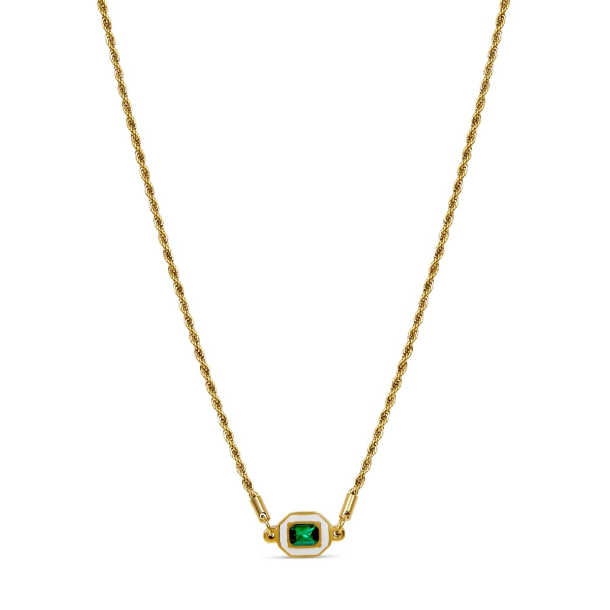 Colar Selene com Pedra de Esmeralda Banhado a Ouro 18k