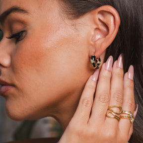 Anel Ajustável Ava Abstrato Banhado em Ouro 18K